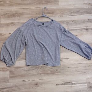 Alya Light Gray Balloon Sleeve Blouse